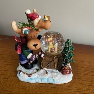 Moose friends mini globe Christmas ornament